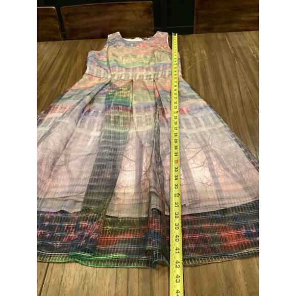 Cynthia Steffe flare cityscape Knee Length Sleeveless Dress Multicolor Pleated 6 - Picture 4 of 8